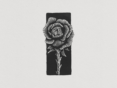 Portrait In Bloom bloom face flowers foliage freelance illustration lino linocut linolium printmaking rose traditional printmaking woodcut