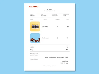 #DailyUI 017 - Email Receipt daily 100 challenge daily ui dailyui email receipt order purchase receipt store