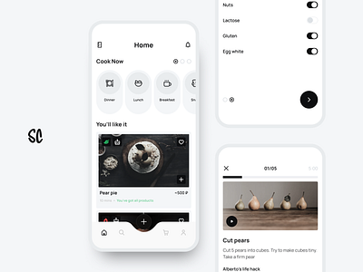 SousChef app design eat food kitchen minimal ui ux