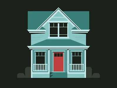 York Street House artwork building cottage craftsman flat design geometric graphic design home house illustration illustration monochrome residential retro roof tiny home vector windows