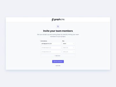 Invite Team Members cms headless inter invitation invite team minimal ui ux web app