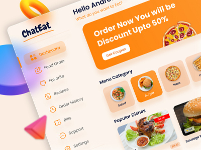 ChatEat Admin Dashboard admin app application apps branding dashboard delivery design food illustration software ui uiux ux uxdesign