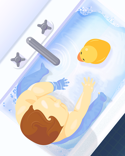 Sink Scrub baby illustration illustrator sink water illustration