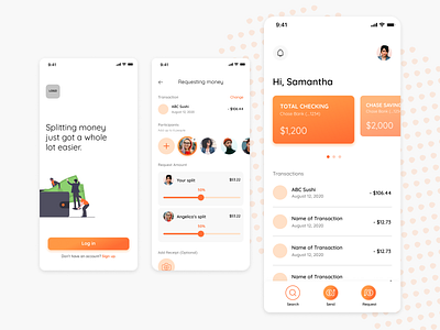 Spliti FinTech App finance finance app fintech money orange orange juice paying money payments productdesign requesting money sending money uidesign uxdesign uxui visual design