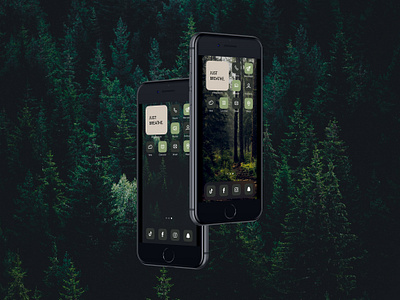 iOS 14 Design - Wilderness design green home screen design icon set ios 14 ios 14 design ios14 ios14 design iphone iphone icons mobile designer nature trees ui design user interface wilderness