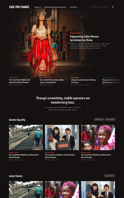 Case for Change Homepage (2017) case study homepage landing page sdgs united nations