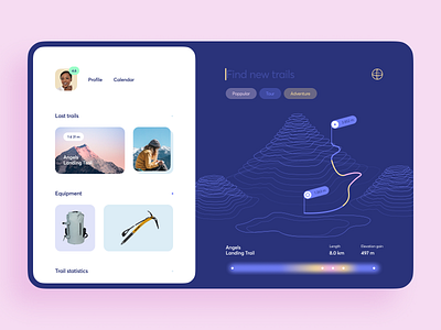 My Trails Web App app dashboad design map trail trails travel ui web design
