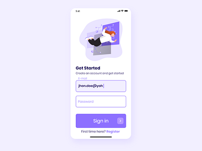 Sign in form - daily UI 2020 app design dailyuichallenge flat inspiration minimal mobile app mobile app design mobile design ui ux