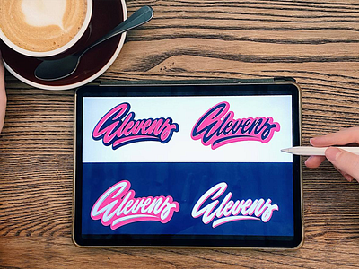 Elevens - Lettering Logo for Soccer Brand branding calligraphy clothing design fashion font free hand lettering identity lettering logo logotype mark packaging script sketches streetwear type typo typography