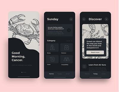 Horoscope UI Design app app design cancer design horoscope illustration illustrator ui ui design uidesign zodiac zodiac sign