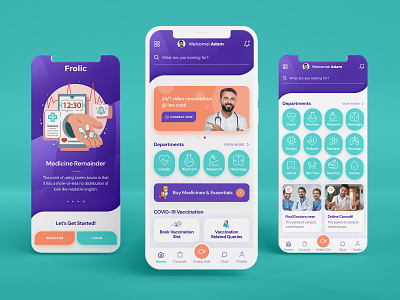 Frolic - Medical Mobile App admin app application apps branding design frolic healthcare kit medical mobile mobile apps template templates ui uiux ux uxdesign