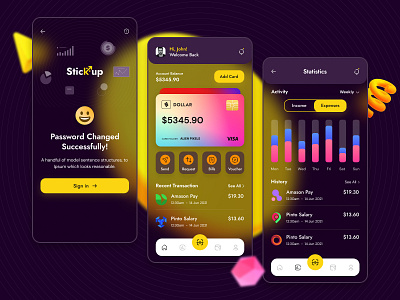 Stickup - Finance Mobile App admin app application apps branding design finance illustration logo mobile mobile apps stickup ui uiux ux uxdesign wallet