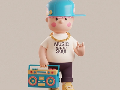 Music is in my soul 3d cassette tape character graphic design music retro blaster