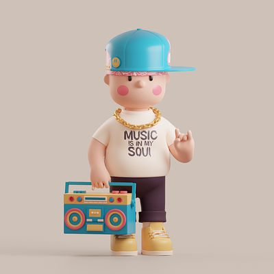 Music is in my soul 3d cassette tape character graphic design music retro blaster
