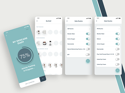 Skincare Diary app branding clean design homepage mobile app planner skincare typography ui ux web