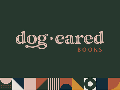 Dog Eared Books logo ames books bookstore branding friendly geometric iowa logo pattern serif vintage