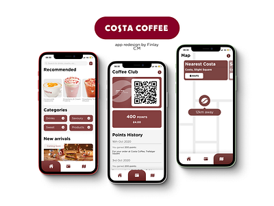 Costa Coffee | App Redesign app cafe coffee costa redesign