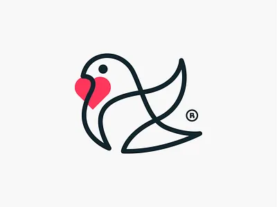 Monoline love dove! abstract bird brand branding dove heart icon illustration logo logo design logodesign logos love mark minimal monoline peace pigeon stroke symbol