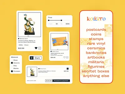 kolekto • ui elements 2d illustration collection collector collectors design desire agency elements graphic design illustration interface platform site ui ui element ui elements web site website