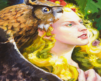 Acrylic fantasy portrait painting on canvas acrylic painting cartoon illustration character design concept art drawing elf fantasy fantasy art fantasy illustration forest animals girl character girl illustration illustration portrait art portrait design portrait illustration portrait painting surreal art surrealism traditional art