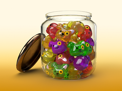 Chini Jar 3d character colorful cute dimensions dog illustration