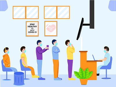 waiting for their health checks in hospitals animation design flat graphic design illustration illustrator ui ux web website