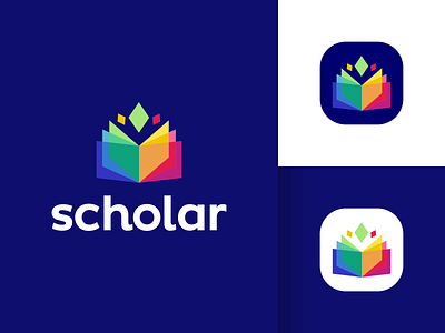 Colorful Logo - Scholar book brand identity branding clever colorful colorful logo creative crypto fintech app graphic design designer icon icons logo modern logo smart software spark symbol transparency vibrant visual identity