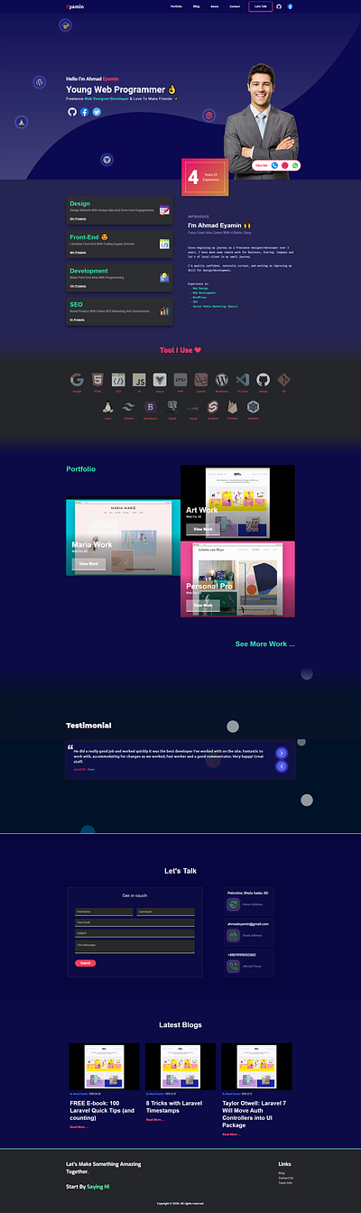 Personal Portfolio Website design illustration landing page web website