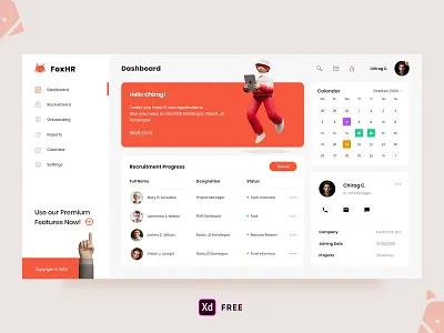 Team Dashboard Free XD creative design dribbble free free xd download freebies homepage design hr dashboard human resource design illustration inspiration landing page team dashboard ui kit ui ux design uplabs challenge web template website design