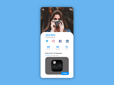 Daily UI #006 User Profile app dailyui design ui uiux ux