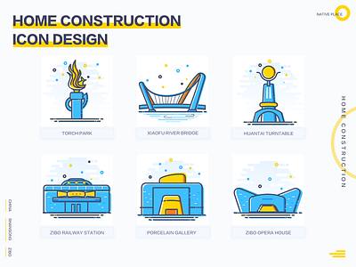 Home construction icon design branding design flat icon typography ui ux