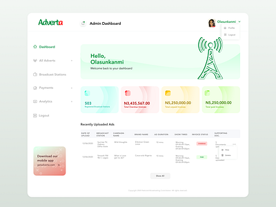 ADVERTA Dashboard dashboad dashboard design home screen productdesign saas