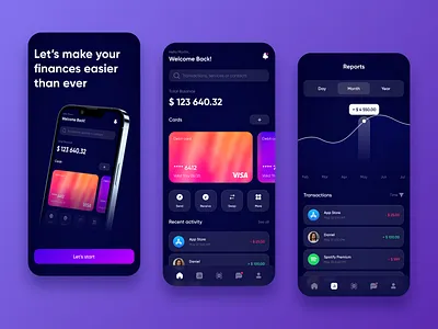 Finance Mobile App Design 💳 app bank banking banking app color credit card darkmode figma finance finance app fintech flutter interface mobile money online banking send money ui ux wallet