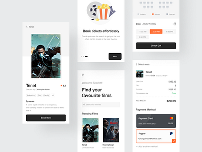 Movie ticket booking app app app design booking clean design mobile app mobile ui mobile ux movie payment product ticket ticket booking ui ux