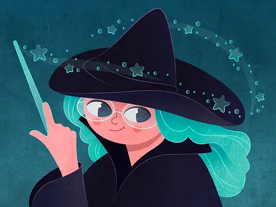 Turquoise witch character character design children book illustration design fairytale flat flat illustration illustration illustrator magic turquoise vector vector art witch