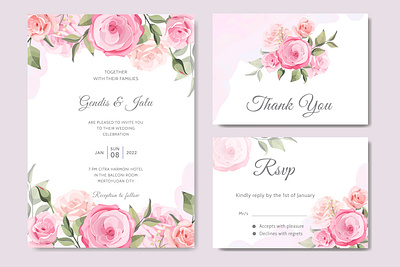 Floral wedding invitation template beautiful card design elegant floral frame invitation rsvp vector vintage wedding