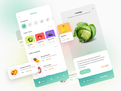 Grocery App Design app app ui cards details food food app gradient graphic grocery icons interface mobile mobile app mobile ui photos product profile shop social uiux