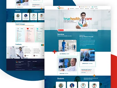Hospital Website Design design homepage hospital illustration landing page product typography ui vector website