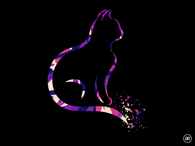 Marbled cat outline animal art artwork black cat color colorful colors creative cute dark digital art digital illustration elegant figma graphic design illustration illustration art purple vector art