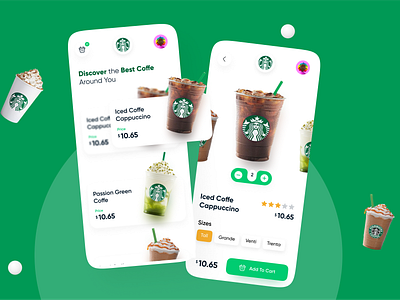 Starbucks Coffe App app design clean ui coffe bean coffee coffeshop colorful design drinks eco ecommerce expresso mockup starbucks tea ui ui design uiux