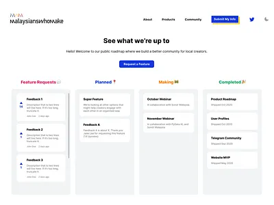Public Product Roadmap - Kanban Style design figma kanban notion roadmap trello ui ux