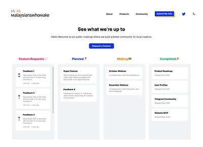 Public Product Roadmap - Kanban Style design figma kanban notion roadmap trello ui ux