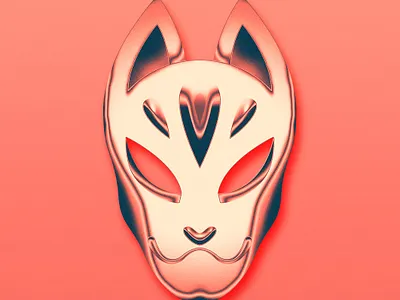 Chromed Kitsune Mask Orange chrome chromed fox japan japanese kitsune manga mask metal shiny shonen yokai