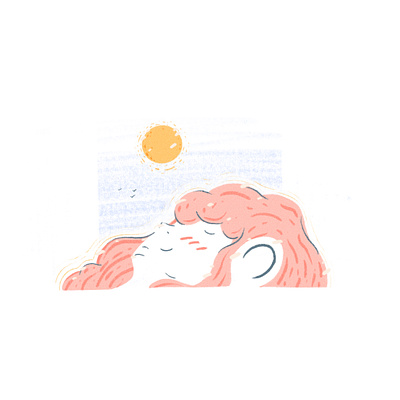 Relieved character chill girl happy illustration pencil relax relief relieved retro sun sunbathing sunrise sunset texture vibes vintage