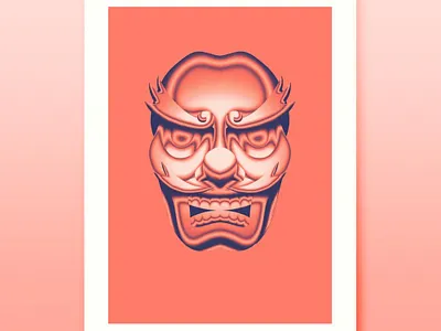 Chrome Tengu Mask Print chrome chromed japan japanese manga metal shiny shonen yokai