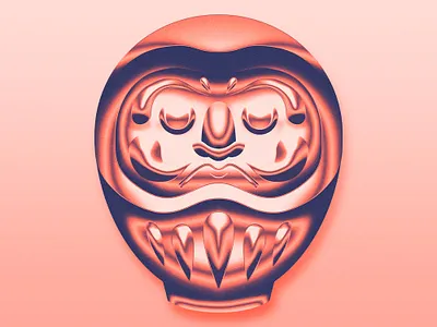 Chrome Daruma Figurine chrome chromed japan japanese manga metal shiny shonen yokai