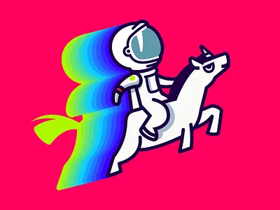 Astronaut and Unicorn astronaut color design game icon
