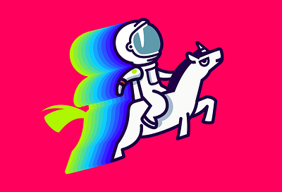 Astronaut and Unicorn astronaut color design game icon