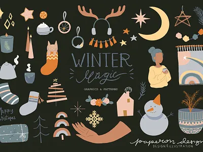 Winter Magic Boho art boho clipart design elements graphic graphics graphics collection hand drawn hand drawn graphic illustraion illustrator pattern patterns winter winter boho winter illustration winter magic winter magic boho winter magic illustration
