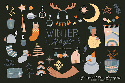 Winter Magic Boho art boho clipart design elements graphic graphics graphics collection hand drawn hand drawn graphic illustraion illustrator pattern patterns winter winter boho winter illustration winter magic winter magic boho winter magic illustration